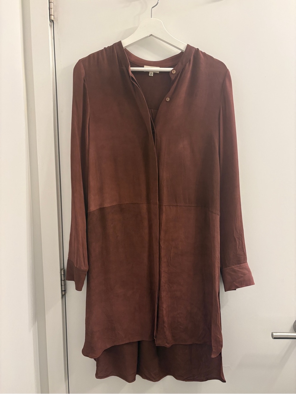 Aritzia Wilfred Silk Midi Button-Front Tunic Dress